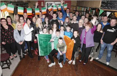  ??  ?? European Silver medallist boxer Dean Clancy with his supporters at his homecoming in the Village Inn on Friday.