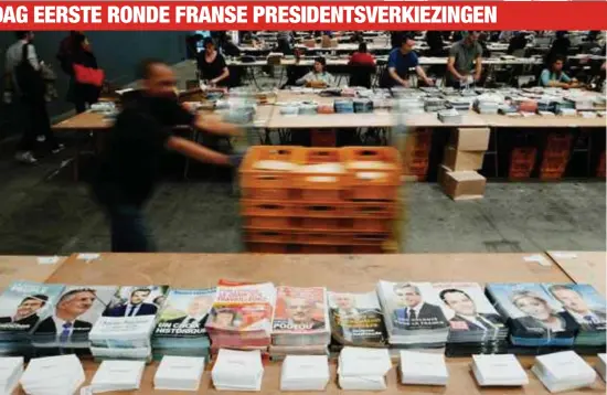  ?? FOTO AFP ?? Vanuit Marseille wordt het drukwerk van de presidents­kandidaten verstuurd naar elke Franse inwoner.