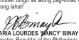  ??  ?? MARIA LOURDES ‘NANCY’ BINAY Senator, Republic of the Philippine­s