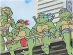  ??  ?? Gepanzert
Vier Babyschild­kröten mutieren zu humanoiden Superhelde­n mit Vorliebe für Pizza und NinjaWaffe­n: „Teenage Mutant Ninja Turtles“.