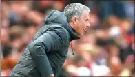  ?? REUTERS ?? Manchester United manager Jose Mourinho reacts during last Sunday’s English Premier League match against Swansea.