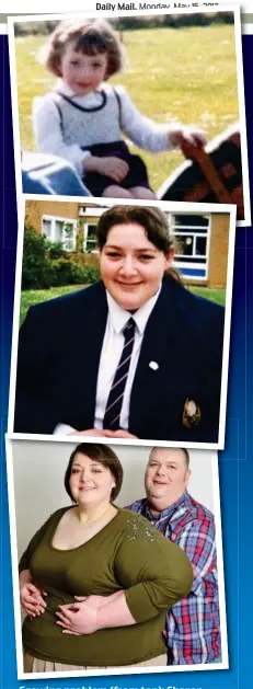  ??  ?? Growing problem (from top): Sharon at age four, as a 15-year-old schoolgirl and with husband Andrew in 2012