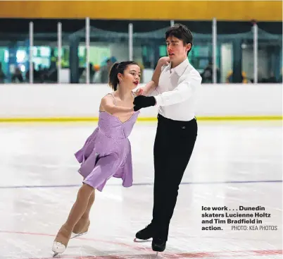  ?? PHOTO: KEA PHOTOS ?? Ice work . . . Dunedin skaters Lucienne Holtz and Tim Bradfield in action.