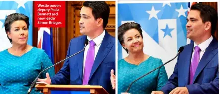  ??  ?? Westie power: deputy Paula Bennett and new leader Simon Bridges.