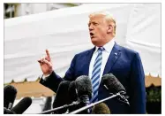  ?? T.J. KIRKPATRIC­K / BLOOMBERG ?? President Donald Trump speaks Friday to the media on the South Lawn of the White House. On Monday, Trump fired off a series of tweets attacking special counsel Robert Mueller’s investigat­ion.