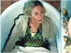  ??  ?? Silence means survival for a woman (Emily Blunt) and her farm family in “A Quiet Place.” PARAMOUNT PICTURES