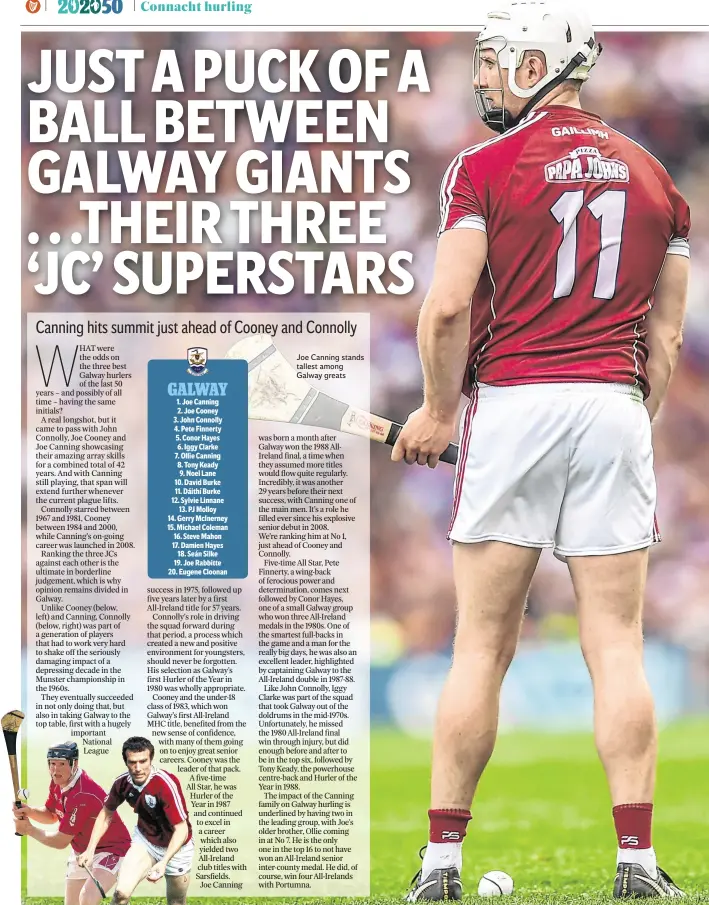  ??  ?? Joe Canning stands tallest among Galway greats