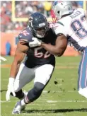  ?? AP ?? Khalil Mack played 54 of the Bears’ 64 defensive snaps against the Pats.