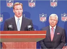  ?? TIM HEITMAN, USA TODAY SPORTS ?? If Roger Goodell, left, reduces the penalty, it could appear he is appeasing supporter and Patriots owner Robert Kraft, right.