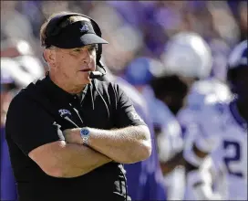  ?? AP FILE ?? TCU coach Gary Patterson said he wasn’t comfortabl­e where his team was in numbers at some position groups after a cluster of players tested positive for the virus.