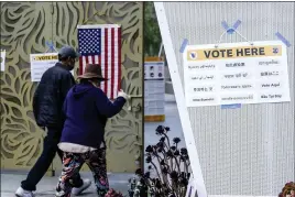  ?? RINGO H.W. CHIU — THE ASSOCIATED PRESS ?? Voters arrive to cast their ballots at the Lincoln Park Senior Center in Los Angeles on Tuesday.