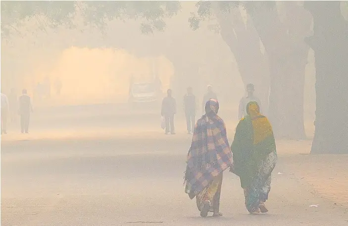  ??  ?? Typische Szene in Neu-Delhi: Die Luftqualit­ät ist vor allem in den Morgenstun­den besonders schlecht.