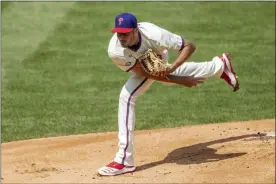  ?? LAURENCE KESTERSON — FOR THE ASSOCIATED PRESS ?? Another solid effort from a starter, this one from Zach Eflin, helped the Phillies sweep the Braves. Eflin went seven innings Sunday and allowed four hits, one run and struck out eight in a 2-1victory over the Braves.