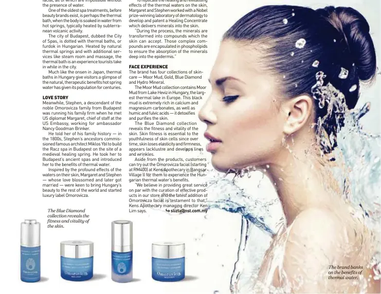  ??  ?? The Blue Diamond collection reveals the fitness and vitality of the skin. The brand banks on the benefits of thermal water.