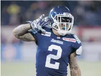  ?? PETER POWER/ THE CANADIAN PRESS ?? Toronto Argonauts slotback Chad Owens is set to make his return from injury against the Hamilton Tiger- Cats on Friday night.