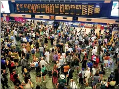  ?? ?? Hitting the buffers...cancellati­on chaos at Euston in London