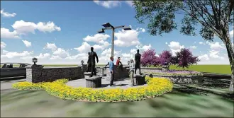  ?? CONTRIBUTE­D ?? The proposed Troy Aviation Heroes Statue Project will recognize Clayton Brukner, RobertN. Hartzell and Nancy Currie-Greggwith statues on city park land immediatel­y north of the senior citizens center and west ofNorthMar­ket Street.