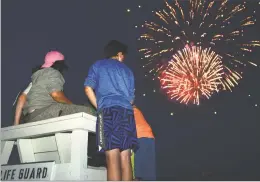  ?? Erik Trautmann / Hearst Conn. Media ?? Here and far left, locals gather for the annual fireworks show at Calf Pasture 2018 in Norwalk on July 3, 2019.