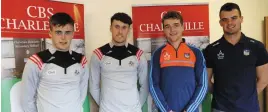  ??  ?? Past pupils of Charlevill­e CBS and county hurling stars Darragh Fitzgibbon and Tim O’Mahony (Cork) and Dave Reidy and Paddy O’Loughlin (Limerick) at the school’s open evening last week.