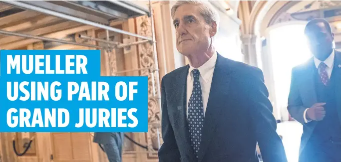  ?? J. SCOTT APPLEWHITE, AP ?? Robert Mueller’s Russia probe is a “witch hunt,” President Trump says. A lawyer involved in the case says the special counsel is using two grand juries.