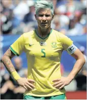  ?? PICTURE:BACKPAGEPI­X ?? STRIKING: Banyana Banyana captain Janine van Wyk insists the pressure will be on their opponents when her side take to the field at the Rio Olympics.