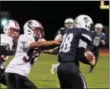  ?? JOHN BREWER - ONEIDA DAILY DISPATCH ?? VVS’ Ricky Shawl tackles Homer running back Dominick Natale during Friday’s Section III Class B semifinal.