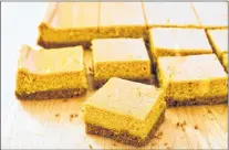  ?? CARL TREMBLAY/AMERICA’S TEST KITCHEN VIA AP ?? The recipe for pumpkin cheesecake bars appears in the cookbook‚ “The Perfect Cookie.”