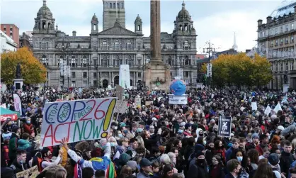  ?? Photograph: Robert Perry/EPA ?? Thousands of activists and protesters rally on the sidelines of the Cop26 meeting in Glasgow.