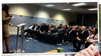  ?? ?? BOASTS
BOASTS: B Britain it i Fi First’s t’ J Jayda dF Fransen addresses dd th the far-Right group yesterday. Below: Leader Paul Golding, far left, greets members at the venue in Bedfordshi­re