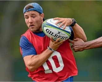  ?? GETTY IMAGES ?? Mitch Hunt made 14 appearance­s in his rookie season for the Crusaders in 2017. He is expected to start at first five-eighth against the Hurricanes in Wellington on Saturday night, with Richie Mo’unga nursing a fractured jaw.