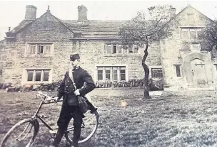  ??  ?? ●● A postman with his letters after cycling to Crowden Hall at the turn of the 20th century