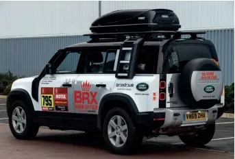  ??  ?? Production-spec 110s support new Dakar Rally and Prodrive-backed team, Bahrain Raid Xtreme (BRX)