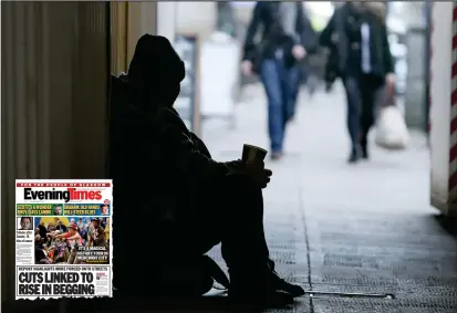  ??  ?? Eight out of 10 city centre firms say business has been affected by begging on the streets. Inset, yesterday’s Evening Times