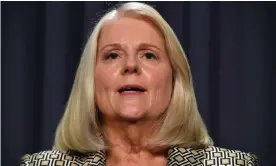  ?? Photograph: Mick Tsikas/AAP ?? Home affairs minister Karen Andrews described The Base as a ‘violent, racist, neo-Nazi group’ as she announced it would be added to the terror list.