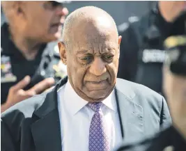  ?? AP PHOTO ?? NOT TAKING THE STAND: Bill Cosby walks from the Montgomery County Courthouse during his sexual assault trial in Norristown, Pa., yesterday. Cosby has said recently he doesn’t plan to testify.