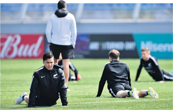  ?? Picture / Getty Images ?? The All Whites warm up during a training session building up to tomorrow’s internatio­nal. A crowd of 70,000 are expected to watch New Zealand and hosts Russia kick off the Confederat­ions Cup.