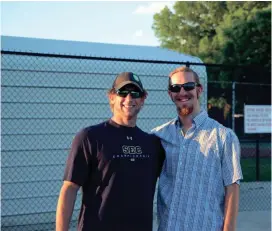  ??  ?? Head Coach Phil Donihe (left) gauges how well swimmers are doing. Donihe (left) stands next to Assistant Head Coach Jackson Barker (right) at FortOgleth­orpe Pool. (contribute­d photos)