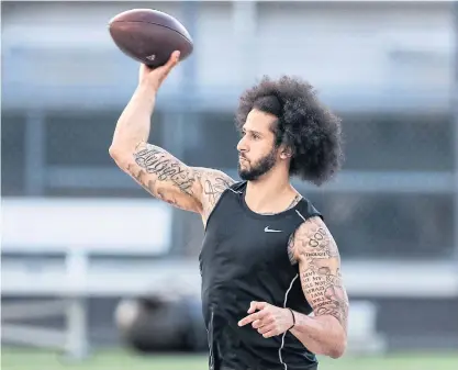  ??  ?? Colin Kaepernick attends a special training event last year.