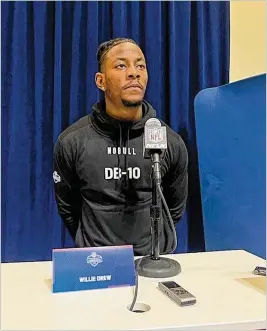  ?? COURTESY ?? Virginia State cornerback Willie Drew reflected on his journey Monday at the NFL combine, saying his transfer to the Trojans was the second chance he needed.