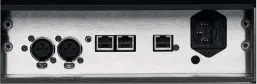  ??  ?? Die Xlr-eingänge akzeptiere­n nur analoge Signale, per Ethernet wird der DSP kontrollie­rt oder ein Signal der Profi-norm AVB eingespiel­t.