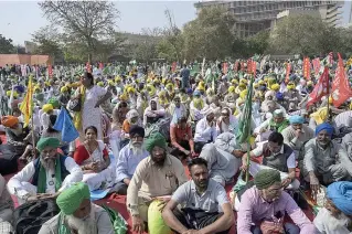  ?? PHOTO ?? PRICE PROTEST
Indian farmers who are demanding guaranteed crop prices gather at Ramlila Ground in India’s capital New Delhi on Thursday, March 14, 2024. AP
