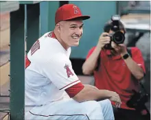  ?? ASSOCIATED PRESS FILE PHOTO ?? Anaheim’s Mike Trout leads the American League in on-base percentage and, although he's second to Mookie Betts in OPS, he's played in 19 more games than the Boston outfielder.