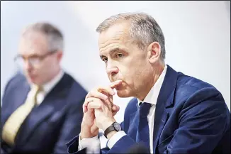  ??  ?? Governor of the Bank of England, Mark Carney pauses during the Bank of England interest rate decision and inflation report press conference at the Bank of England in London on Aug 1. Brexit uncertaint­ies are becoming ‘more entrenched’ and increasing­ly weighing on the British economy less than three months before the country is scheduled to leave the European Union, the Bank of England said Thursday. (AP)