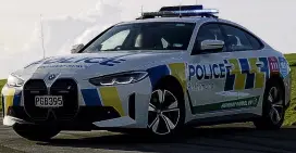  ?? PHOTO: NZ POLICE ?? The BMW i4 police car set to be trialled.