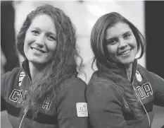  ?? LEAH HEMMEL ?? Kali Christ of Regina, left, and Marsha Hudey of White City will compete at the Olympics in long-track speedskati­ng.