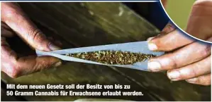  ?? ?? Mit dem neuen Gesetz soll der Besitz von bis zu 50 Gramm Cannabis für Erwachsene erlaubt werden.