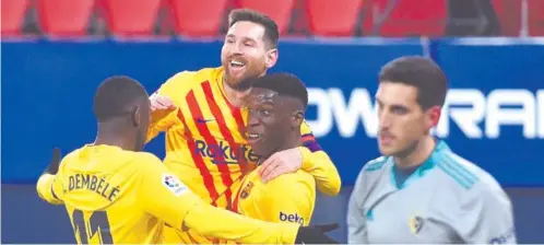  ?? Photo: CTGN ?? Competency… Coach Ronald Koeman hailed Barcelona’s next generation of exciting talents after 18-year-old Ilaix Moriba became the latest teenager to make his mark by scoring his first goal for the club in a 2-0 win at Osasuna on Saturday.