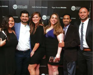  ??  ?? ABOVE: Recognizin­g Nurses 2017 co-winner Jonathan Garcia-Ortiz, second from the left, poses with friends at last year’s event. BELOW: Serena Hicks interviews Seth Marantz, a Recognizin­g Nurses 2017 Top 7 finalist.