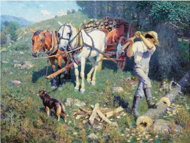  ??  ?? William R. Leigh (1866-1955), West Virginia Woodchoppe­r, oil on canvas 36 x 48" Estimate: $300/500,000