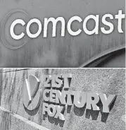  ?? [AP FILE PHOTOS] ?? Comcast is making a $65 billion bid for Fox’s entertainm­ent businesses, setting up a battle with Disney to become the next mega-media company.